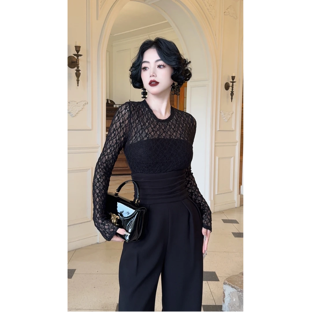 LYXJ【浪漫绮想】秋冬法式复古蕾丝上衣11018