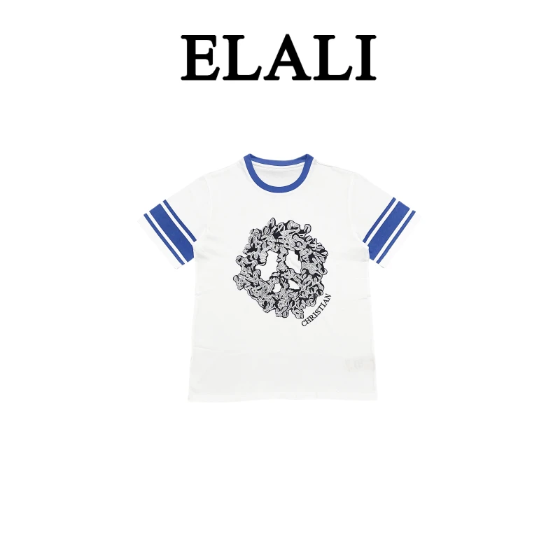 ELALI 百搭时尚情侣装圆领宽松显瘦夏季T恤6004白色