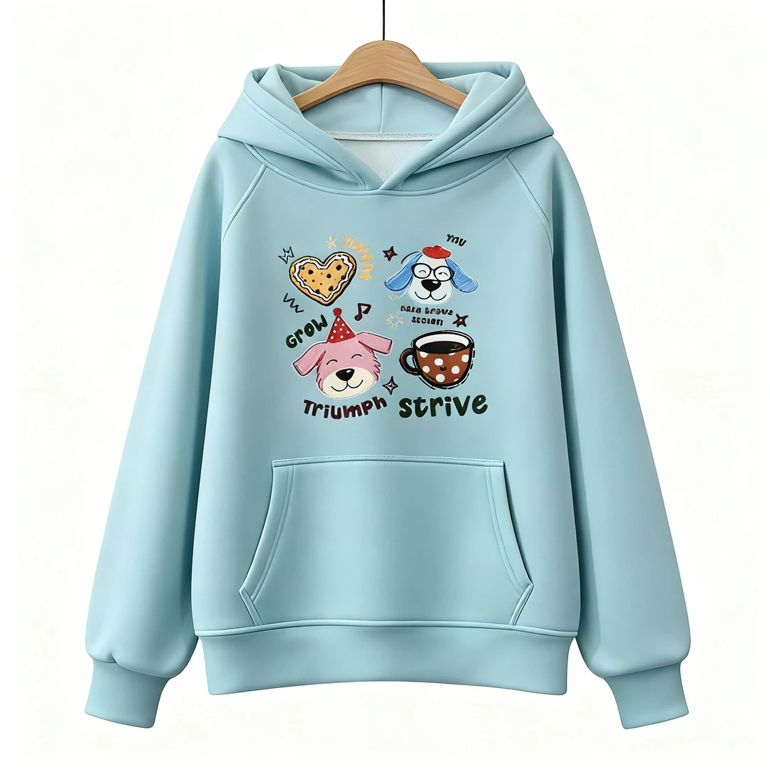 227加绒长袖连帽卫衣印花连帽衫休闲时尚秋冬【花69】2502天兰三号