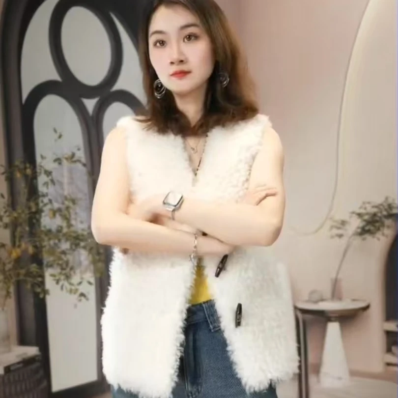 春季新款皮毛一体全羊毛女装气质网红轻奢百搭时尚设计师毛马甲