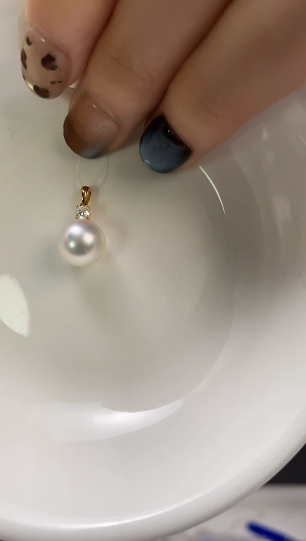 吊坠(不含链)18K金镶嵌海水珍珠9-10澳白珍珠吊坠