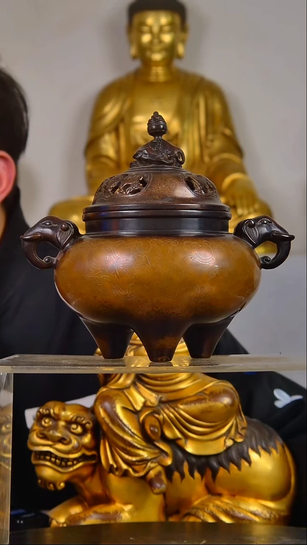 瓷片冯**吉精美香炉放漏结缘55