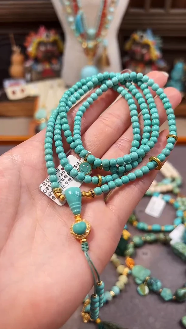 18K金镶嵌绿松石颈饰绿松石项链