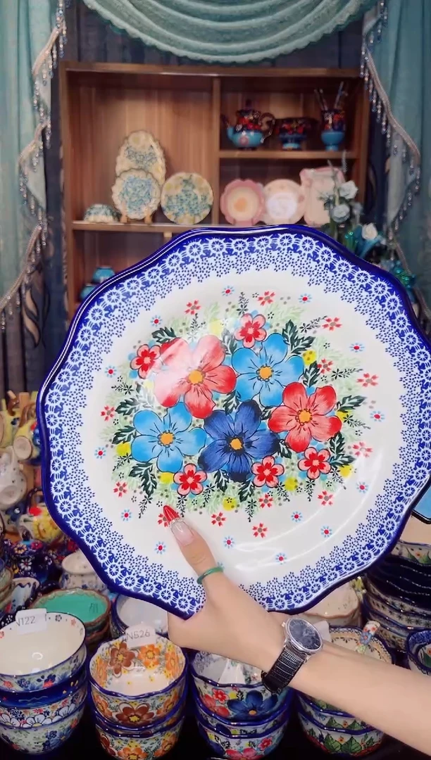 瓷釉下彩12寸盘子