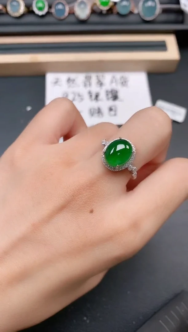 银S925镶嵌戒指翡翠11111111