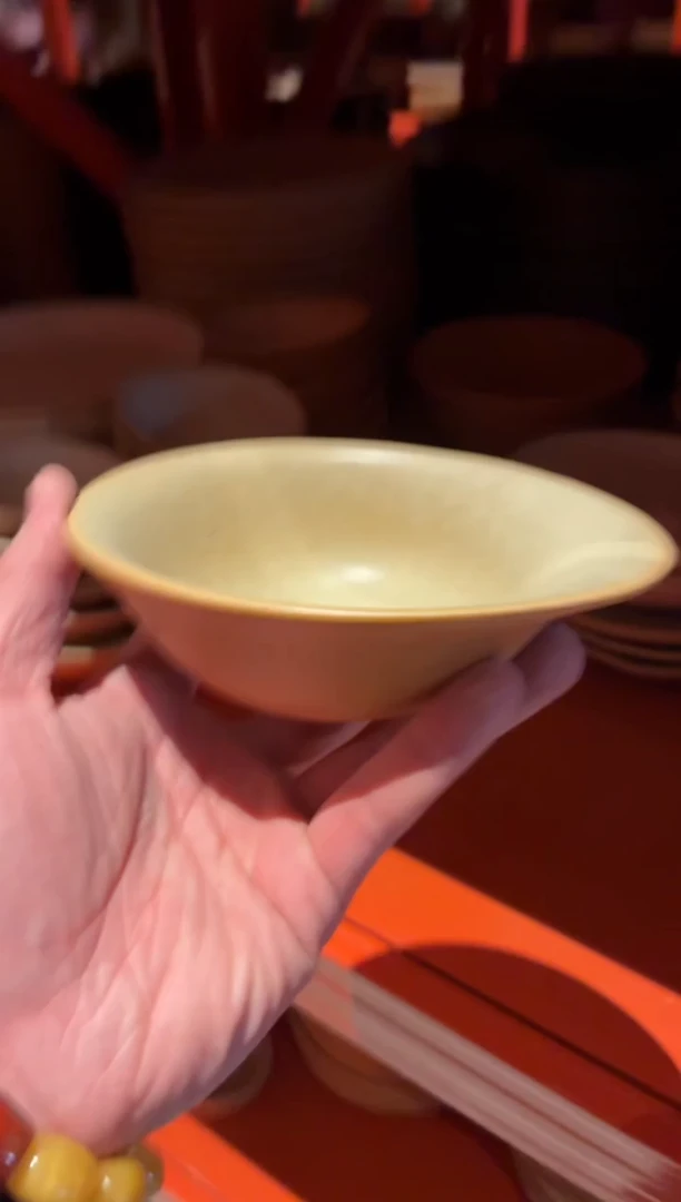 瓷片6寸亚麻黄手工小碗（福利款）