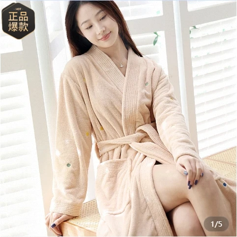 成人加厚高档浴袍女吸水速干秋冬7A加厚睡袍浴衣家居服加厚浴袍冬