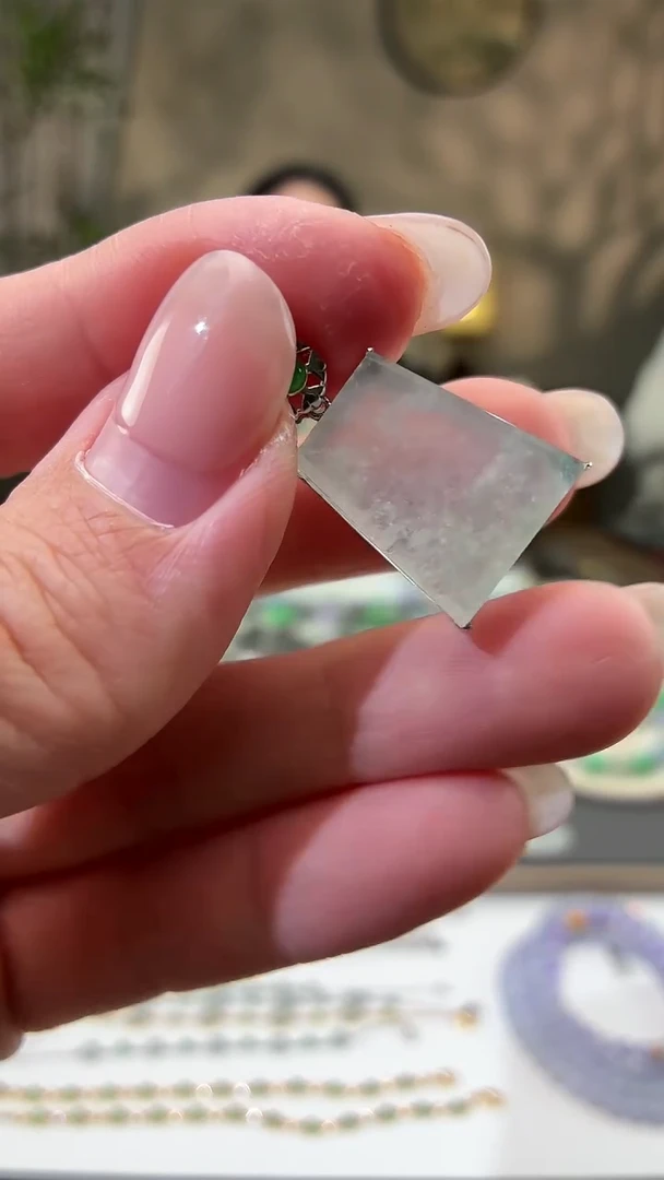 吊坠(不含链)18K金镶嵌翡翠无事牌