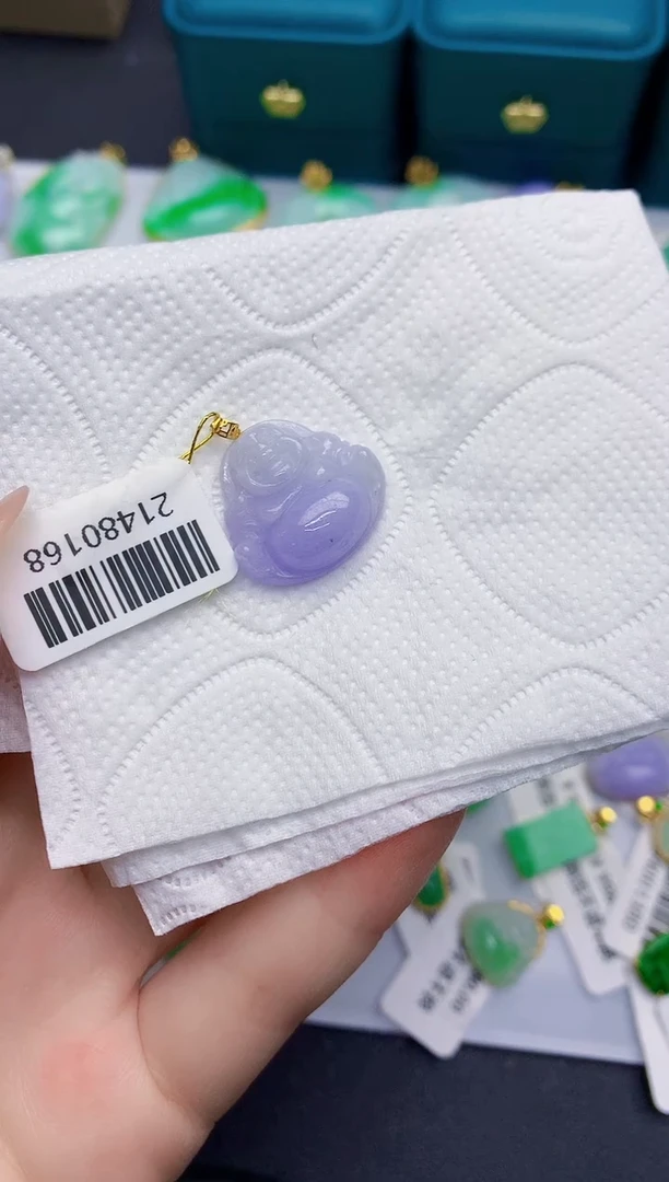 颈饰18K金镶嵌翡翠缅甸天然翡翠A货