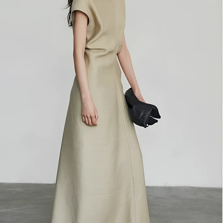 THEORY ERROR连衣裙春夏季新款短袖女裙修身气质长裙小众气质