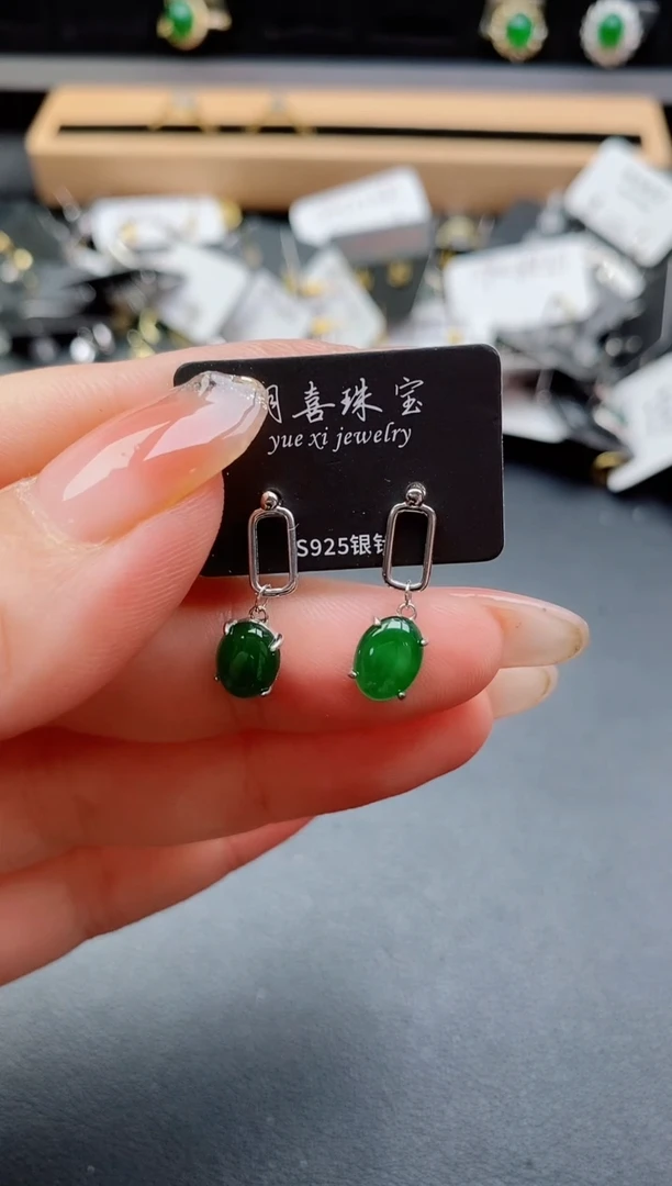 银S925镶嵌戒指翡翠1