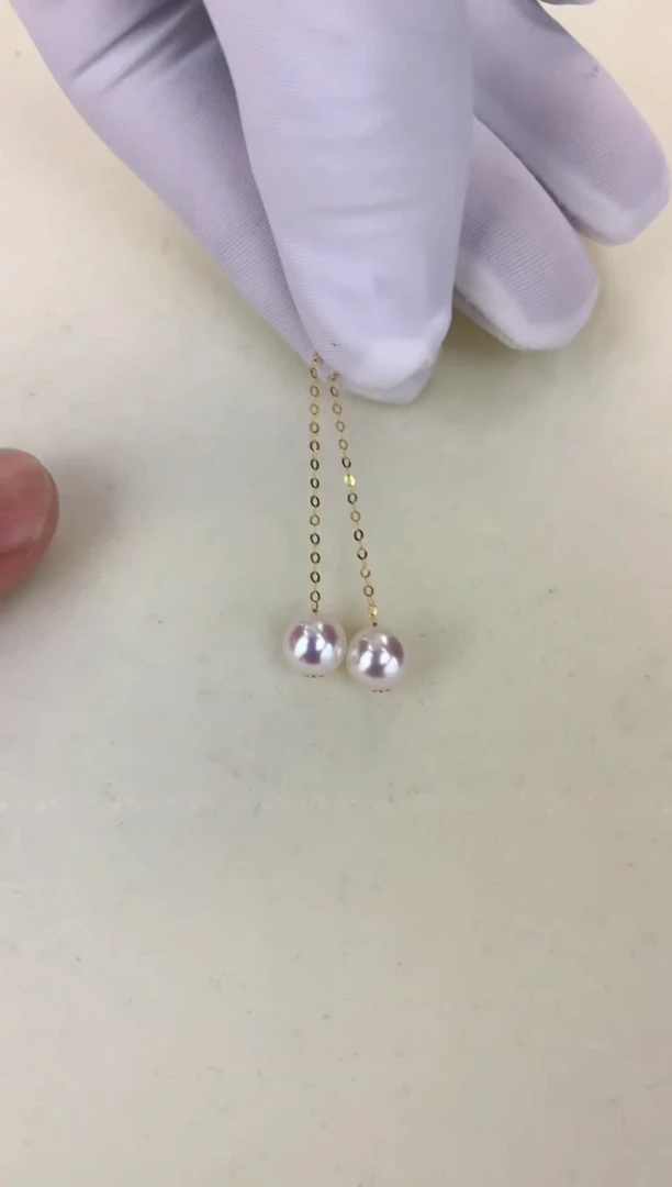 18K金镶嵌DA海水珍珠 GD040 6-7 耳线定制