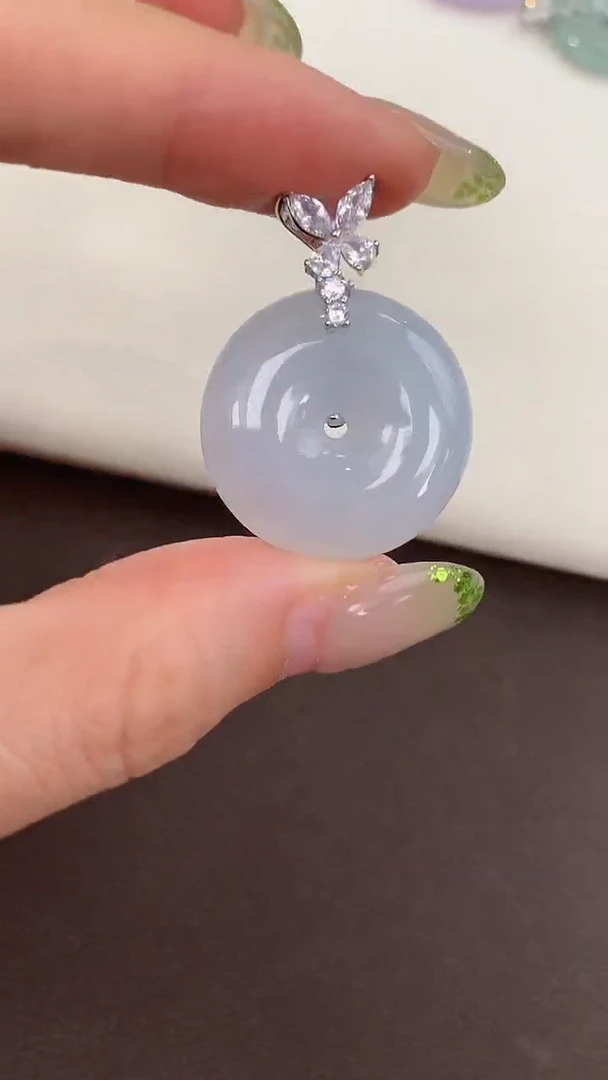 颈饰银S925镶嵌翡翠天然缅甸a货翡翠