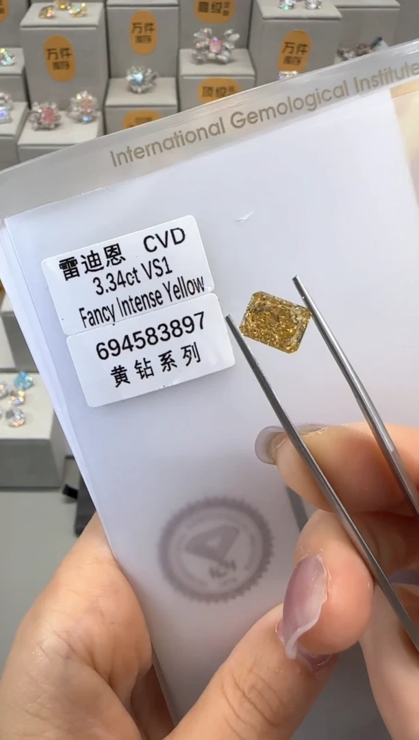 实验室培育钻石裸石未镶嵌@3.34 ct 先鉴赏，再定制！