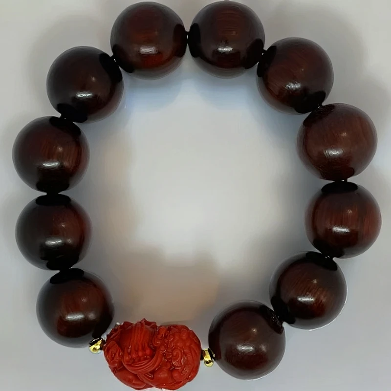 紫檀木貔貅抱球手串2.0规格文玩手串挡挂