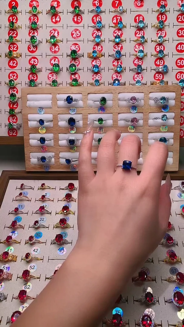 戒指蓝宝石银S925镶嵌8*8银