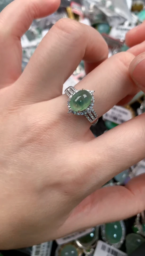 银S925镶嵌戒指翡翠44--4