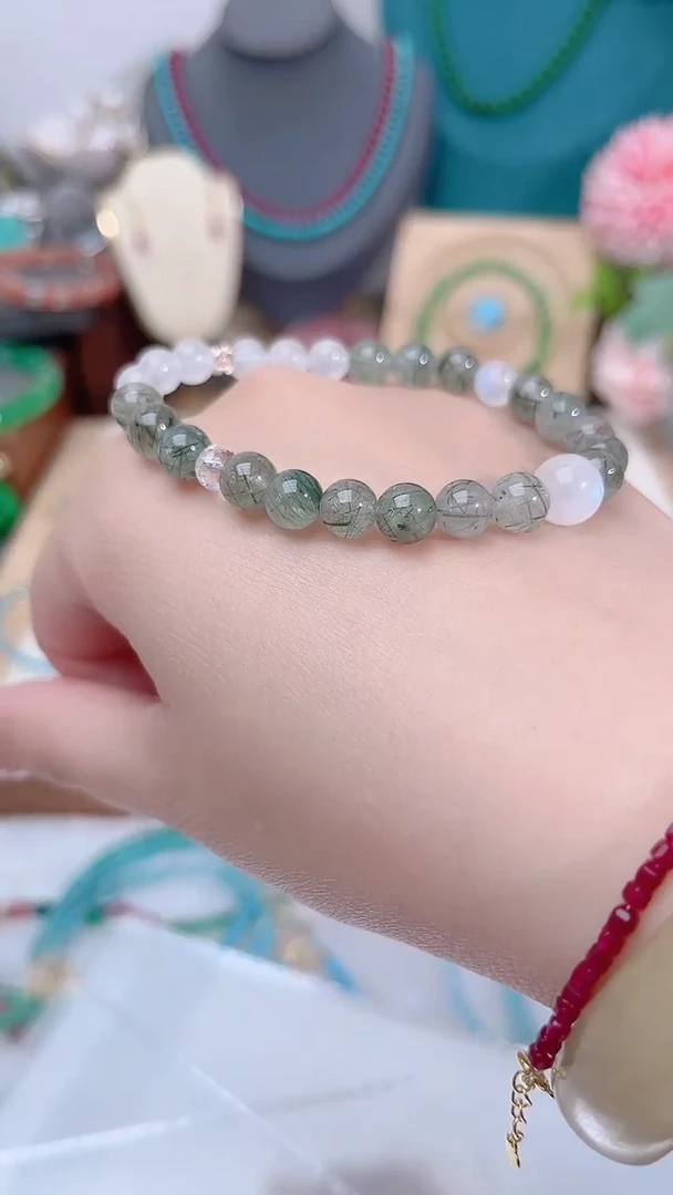 发晶手串未镶嵌绿35