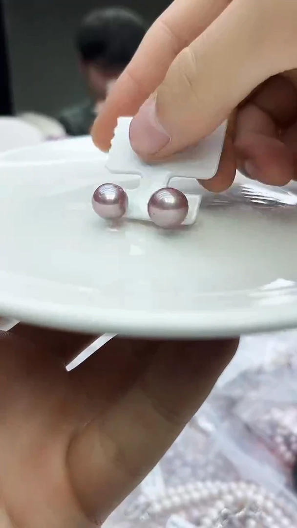 未镶嵌耳饰淡水珍珠紫色系耳饰