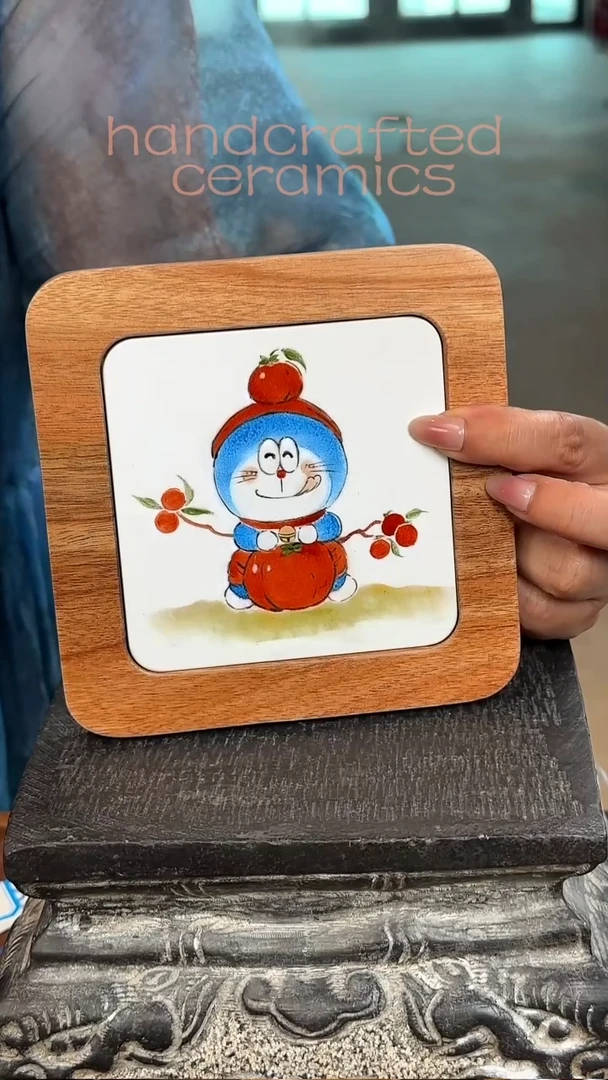 陶瓷釉上彩瓷片相思木隔热垫