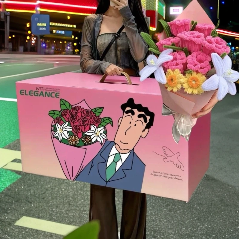 新年情人节礼物广志的花送美伢的花束同款粉色成品扭扭棒生日礼物