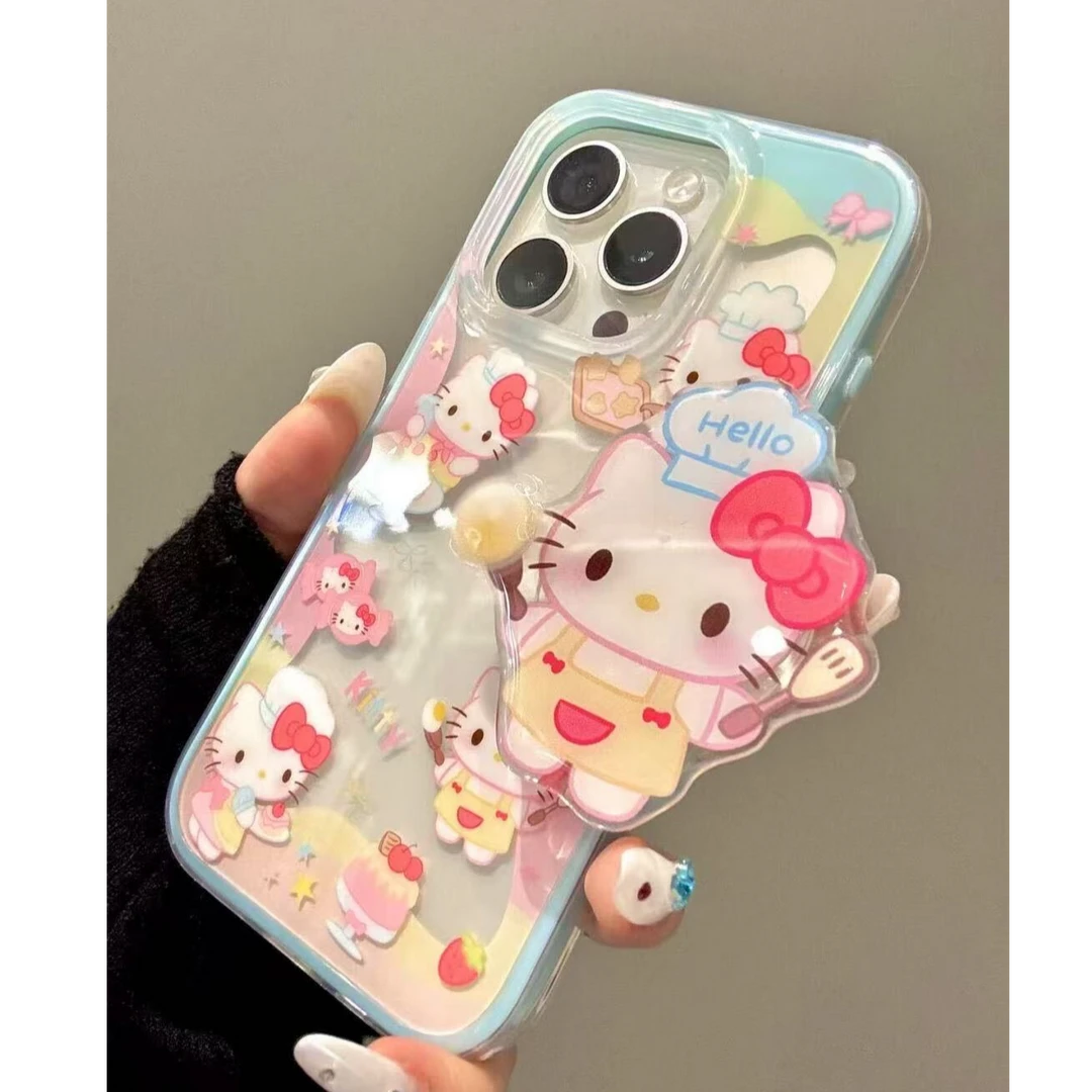 围边厨师kt猫适用苹果16手机壳iPhone15新款14promax全包13/12/11