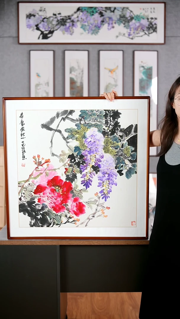 国画汪琼82*82cm春意盎然