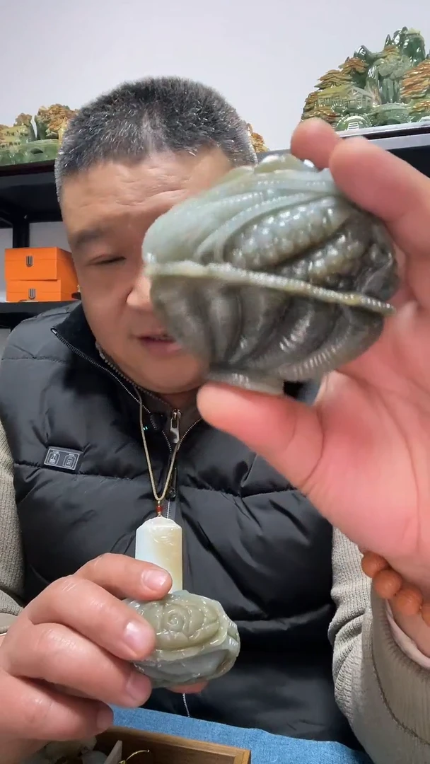 未镶嵌和田玉摆件一篮富贵摆件