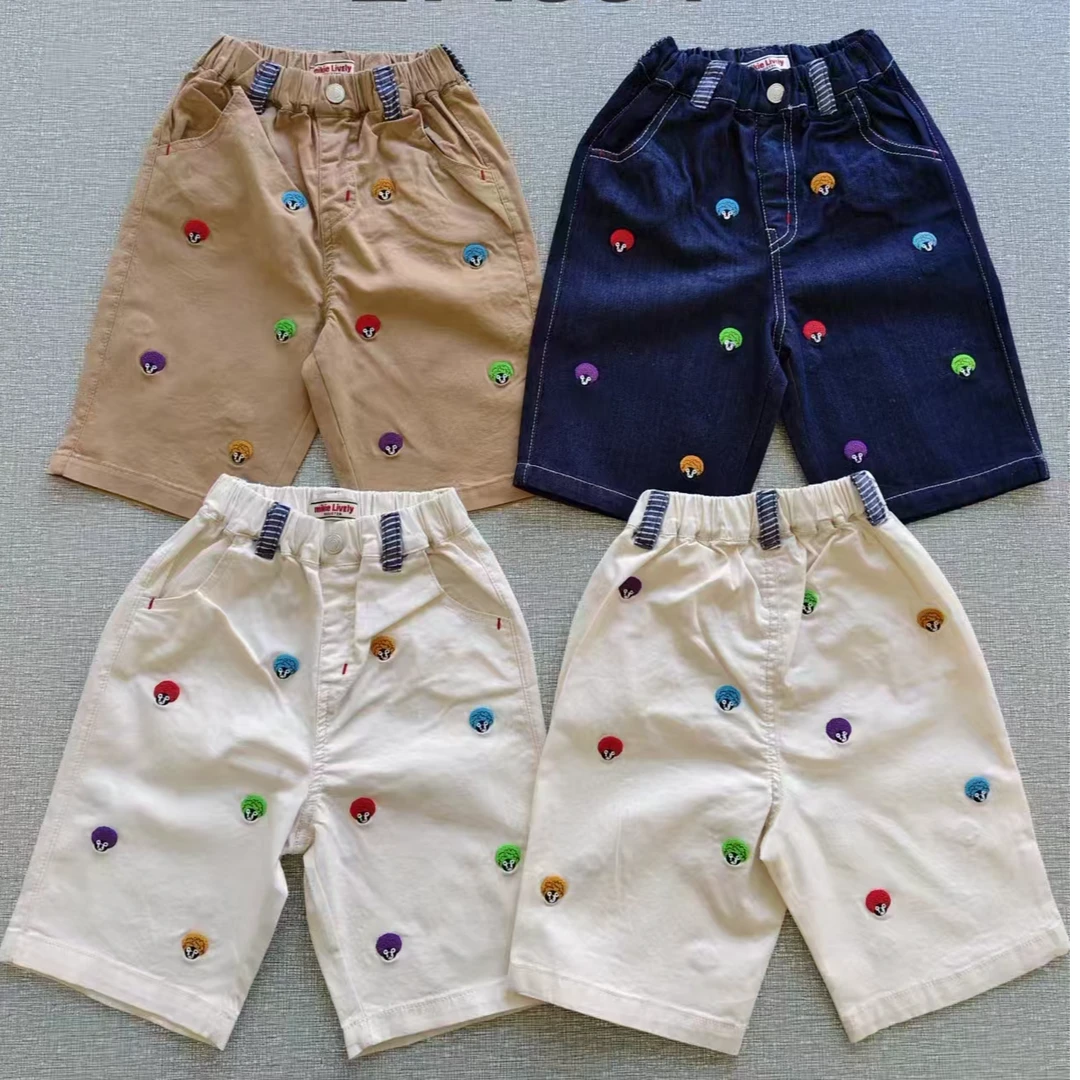 日系童装男女宝宝爆炸头黑熊短裤夏季薄款小童男童中裤