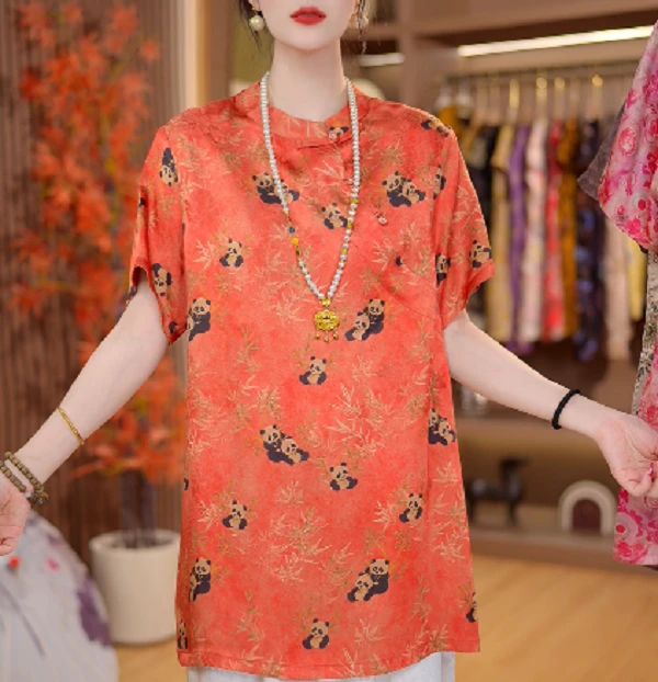 清【玉涧橙烟】2025新中式宽松显瘦百搭气质上衣女 211098