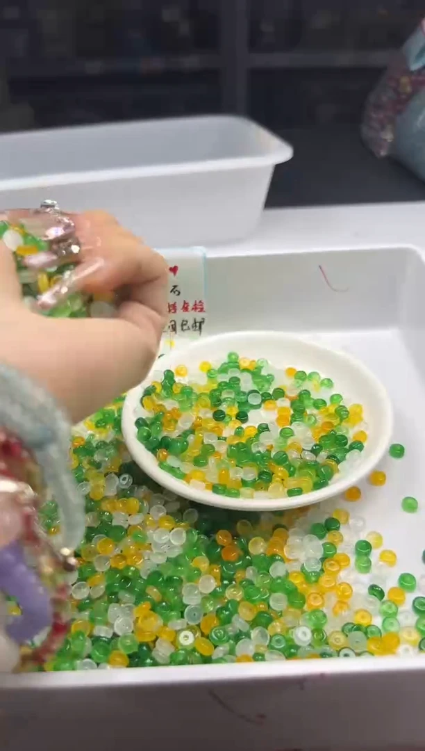 未镶嵌颈饰玛瑙/玉髓W1158冰三彩算盘6*3MM*30颗