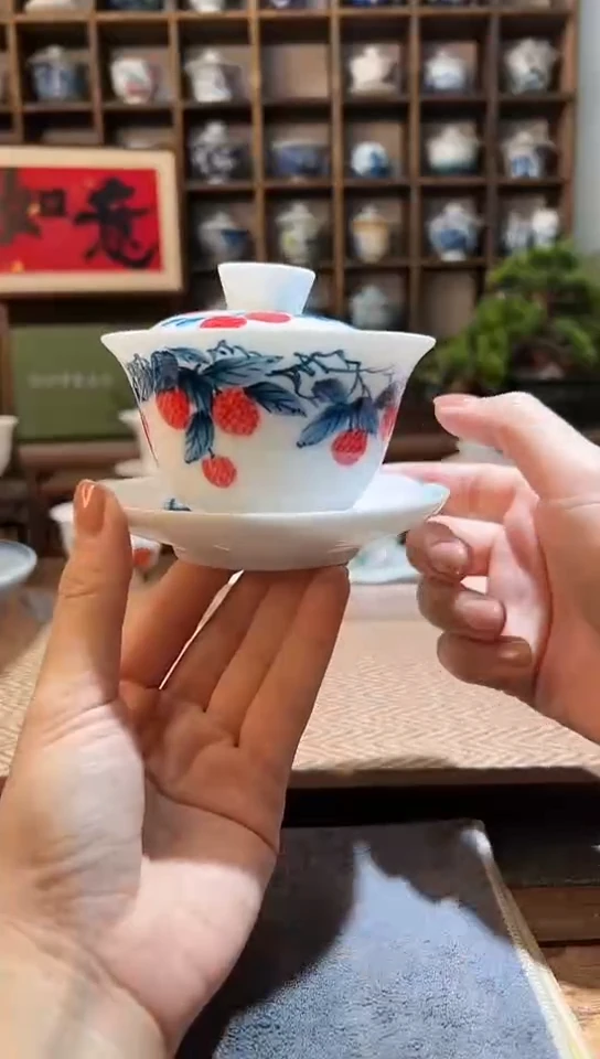 【闪购商品】手绘荔枝三才盖碗