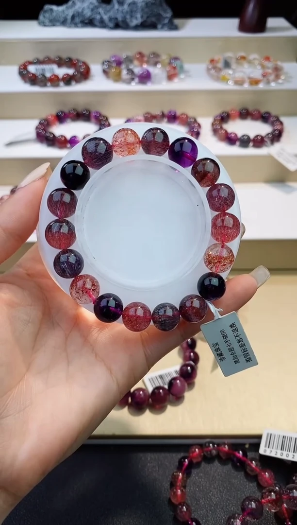 未镶嵌手链水晶黑加仑超七11m+