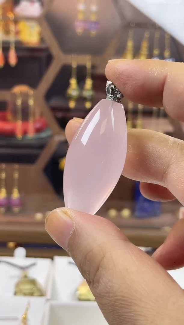 粉水晶随性大吊坠