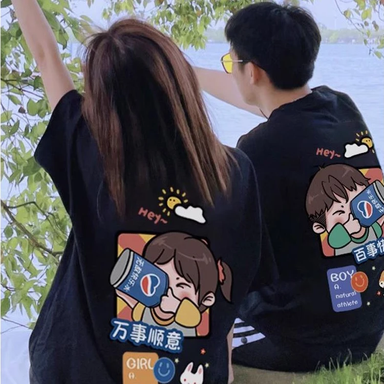 不一样特别的情侣装夏日短袖t恤2025新款夏季小众不撞款衣服套装