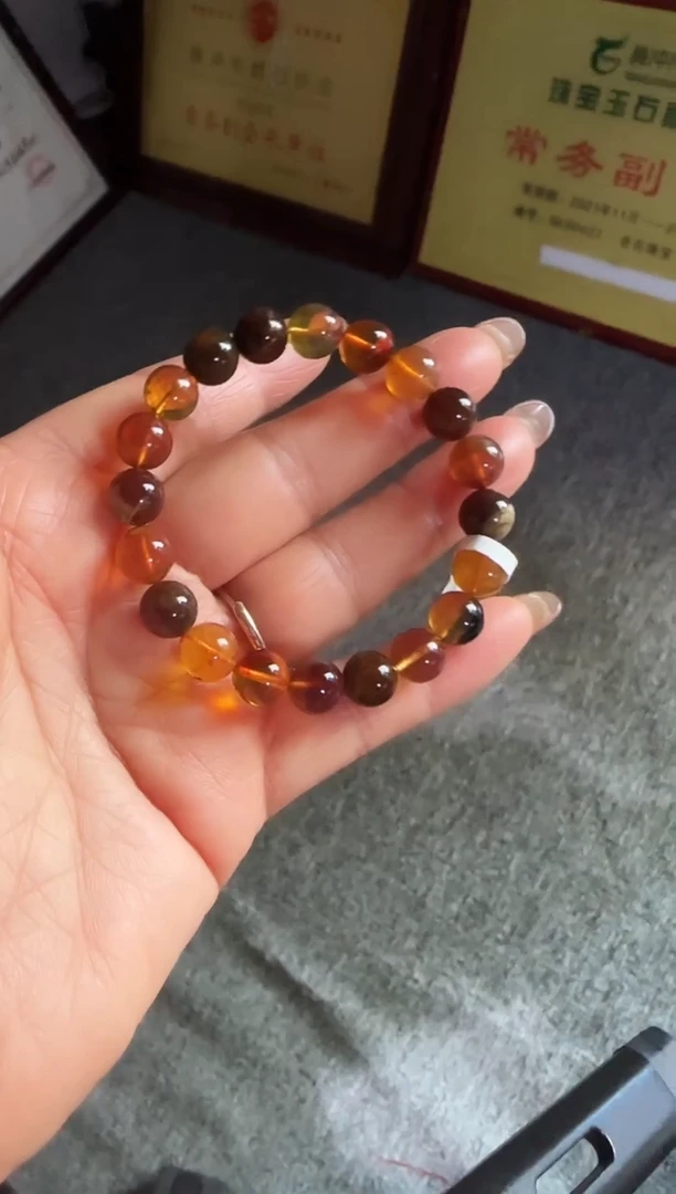 手串琥珀未镶嵌#27缅甸琥珀多宝手串8mm