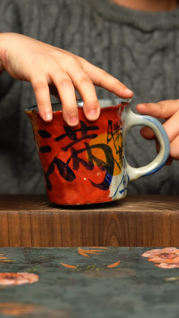 杯釉下彩手工手绘同款陶器