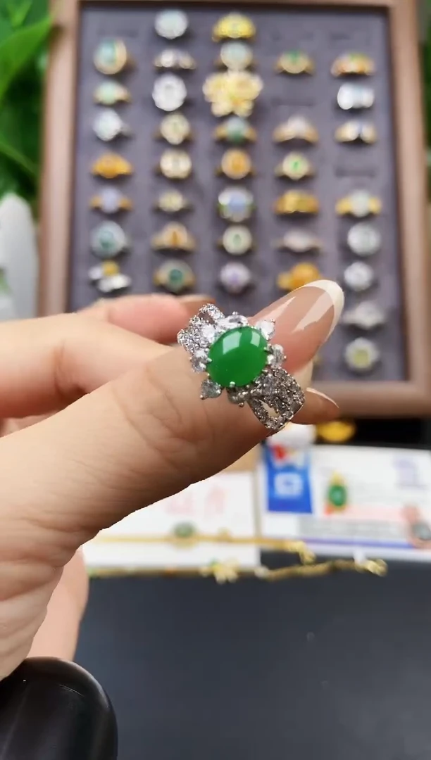 银S925镶嵌戒指翡翠12