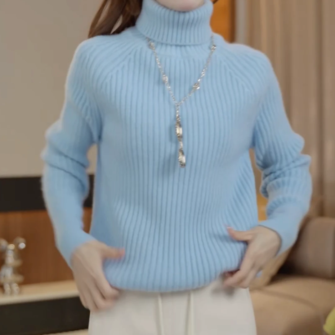 冬装上新时尚加厚保暖高领毛衣慵懒风高级感百搭软糯针织衫上衣