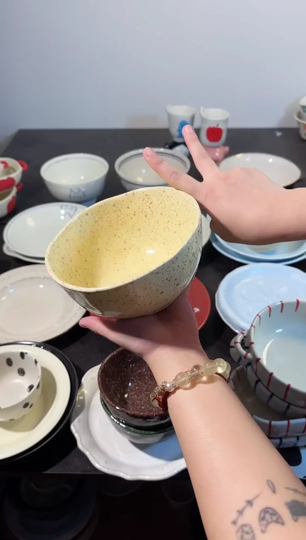 陶直播泼墨6英寸酸奶碗*2黄色