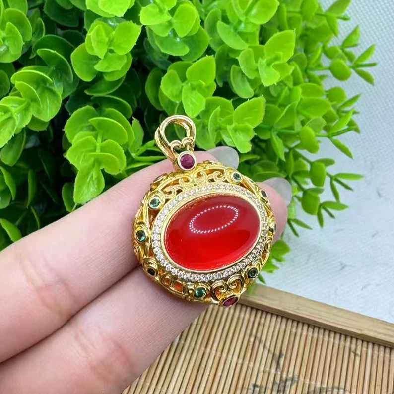 江德洋珠宝ST1705沁血牛黄宝红玛瑙吊坠-配绳-多样性只发一件