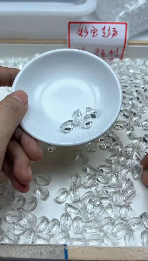 水晶珠宝半成品未镶嵌E538白水晶扭扭珠10*12mm10颗9.9元
