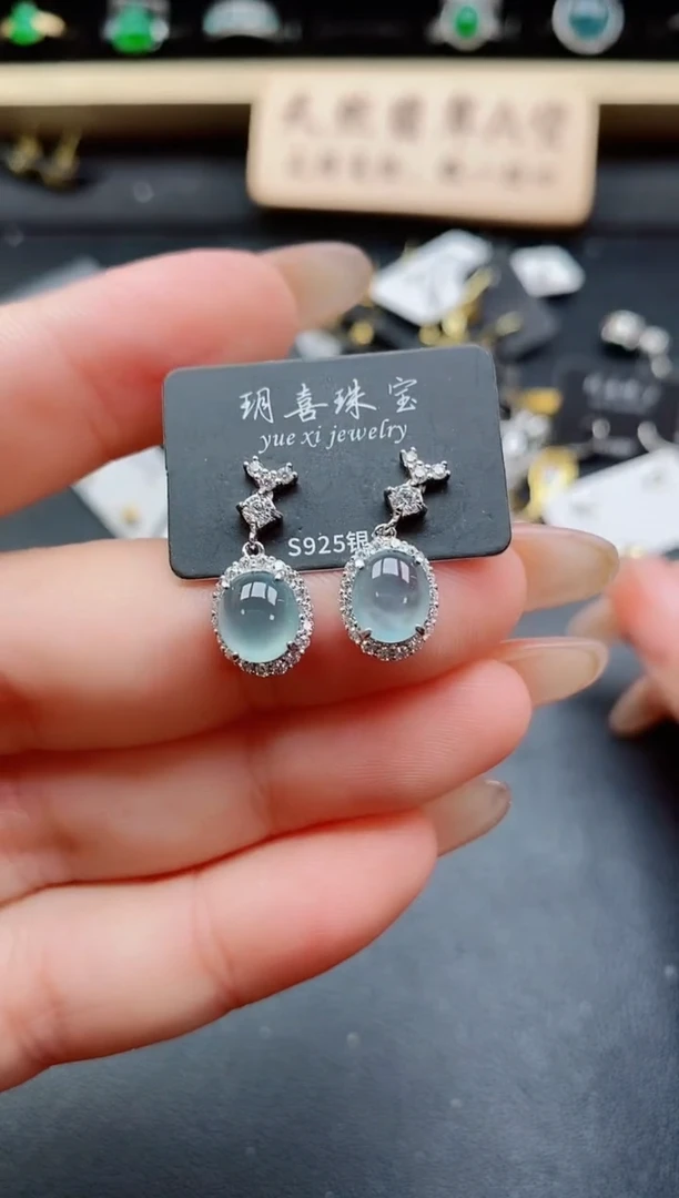 银S925镶嵌戒指翡翠1