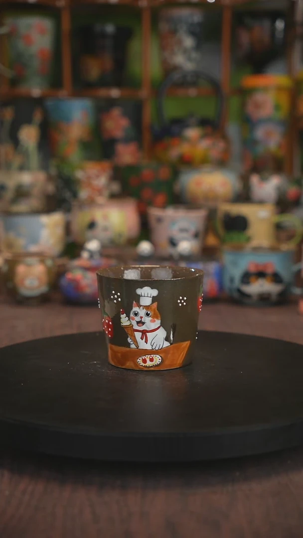 紫砂油画手绘釉下彩