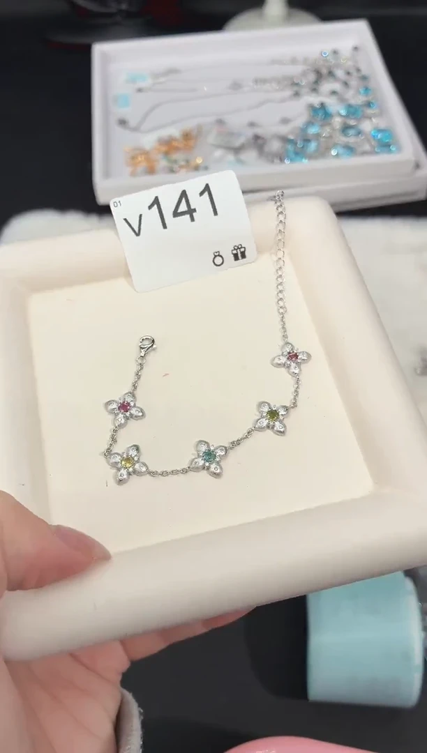 银S925镶嵌手链碧玺多样性发一V141