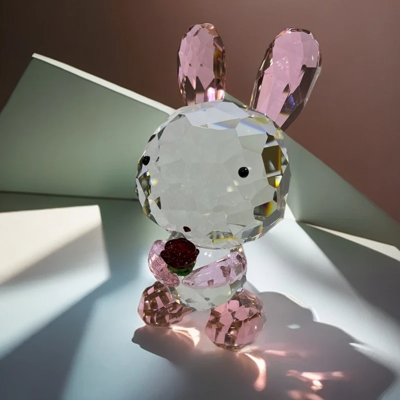 S高端水晶告白兔摆件纯手工轻奢家居现代装饰品礼盒送礼创意花器