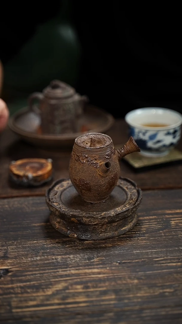 全手工制作 南蛮 橄榄 侧把壶  100cc