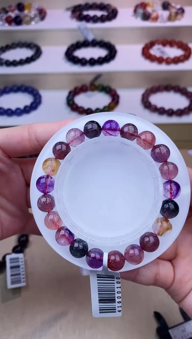 水晶手串未镶嵌彩超七单圈9m+