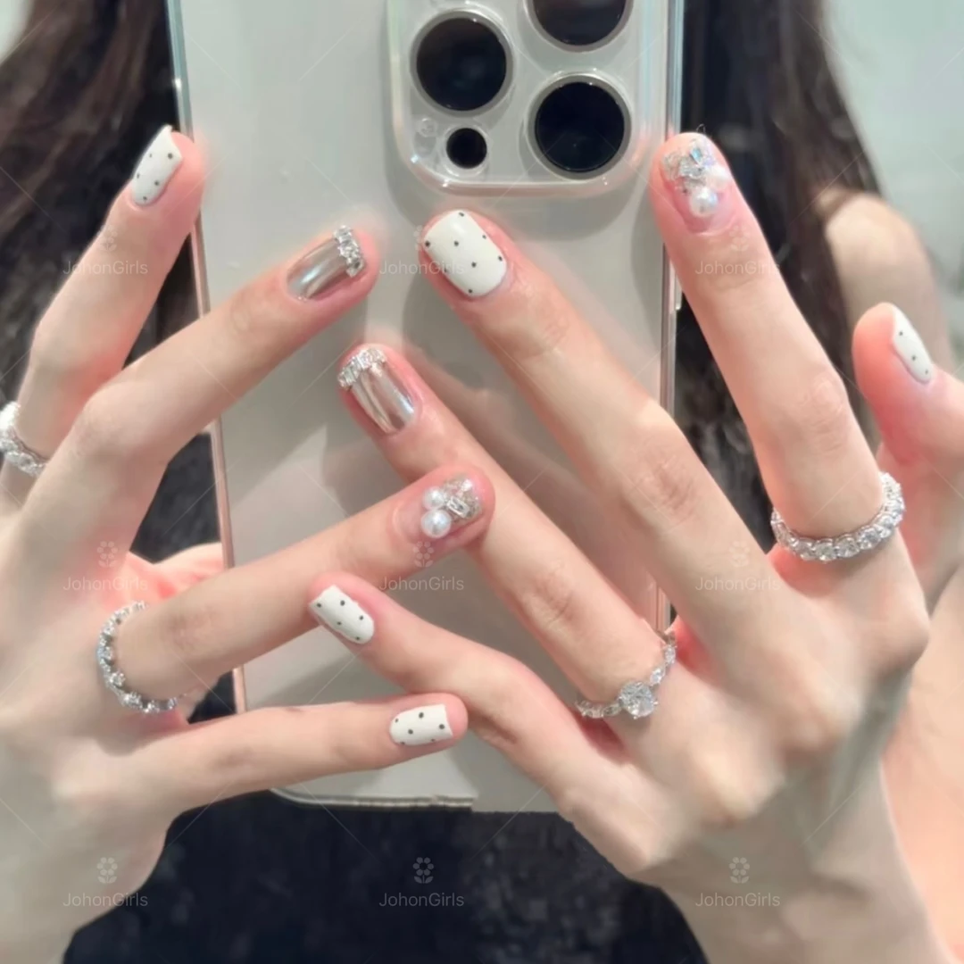 JohonGirls'/琴岛小嫚【永恒爱意】秋冬手工穿戴甲高级感白月光美甲