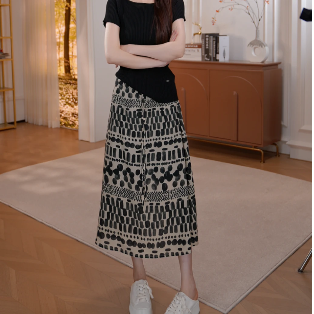 【新新】高级感半身裙中长款显瘦高腰半裙Q1105